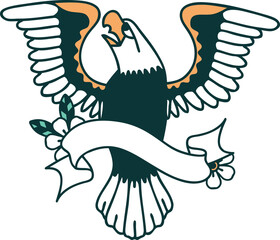 tattoo with banner of an american eagle