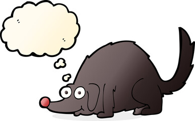 cartoon happy dog with thought bubble