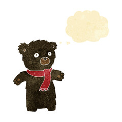 cartoon cute black bear with thought bubble