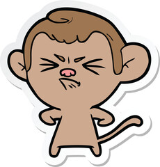 sticker of a cartoon angry monkey