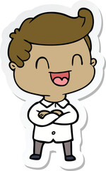 sticker of a cartoon happy man