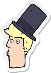 sticker of a cartoon man wearing top hat