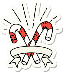 sticker of tattoo style candy canes