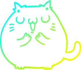 cold gradient line drawing happy cartoon cat