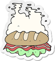 sticker of a cartoon huge sandwich