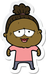 Obraz premium sticker of a cartoon happy old lady