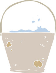 flat color illustration of a cartoon bucket