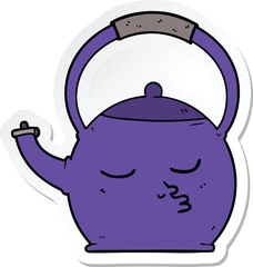sticker of a cartoon kettle