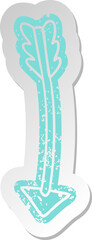 distressed old sticker of an arrow