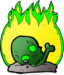 cartoon burning old bones