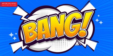 Fototapeta premium Bang comic book text effect editable three dimension comic font style