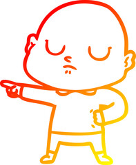 warm gradient line drawing cartoon bald man