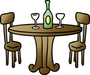 gradient cartoon doodle dinner table and drinks
