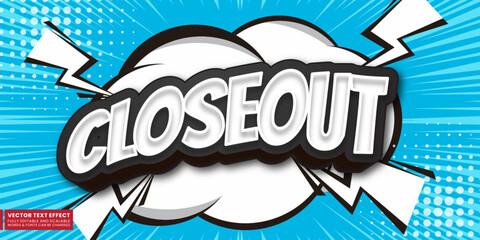 Closeout text effect editable three dimension comic font style