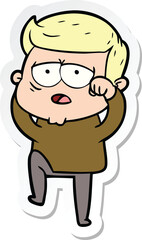 Obraz premium sticker of a cartoon tired man