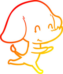 warm gradient line drawing cute cartoon elephant