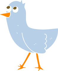 flat color illustration of a cartoon bird