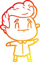 warm gradient line drawing happy cartoon man