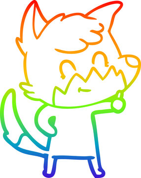 recommend clip art: rainbow gradient line drawing cartoon friendly fox