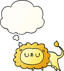 cartoon lion and thought bubble in smooth gradient style