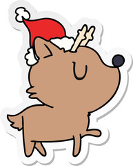 christmas sticker cartoon of kawaii deer