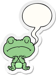 cartoon frog waiting patiently and speech bubble sticker