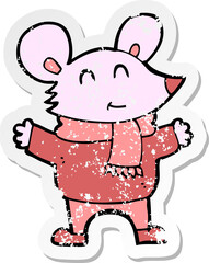 retro distressed sticker of a cartoon mouse