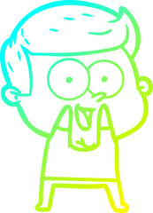 cold gradient line drawing cartoon happy man
