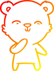 warm gradient line drawing happy cartoon bear
