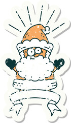 grunge sticker of tattoo style santa claus christmas character
