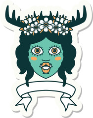 orc druid character face with banner sticker