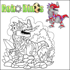 Cartoon robot dinosaur coloring book
