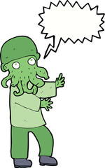 cartoon monster man with speech bubble