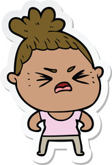 sticker of a cartoon angry woman