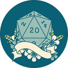natural twenty D20 dice roll illustration
