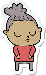 Fototapeta premium sticker of a cartoon calm woman