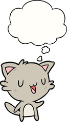 cartoon happy cat and thought bubble