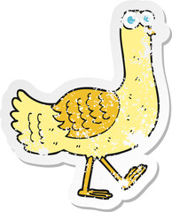 retro distressed sticker of a cartoon bird