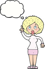 cartoon woman with idea with thought bubble