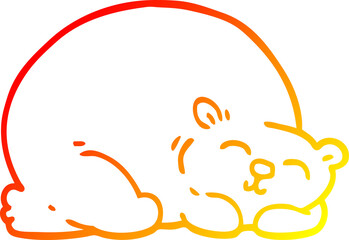 warm gradient line drawing cartoon happy polar bear sleeping