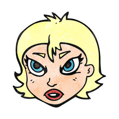 textured cartoon angry female face
