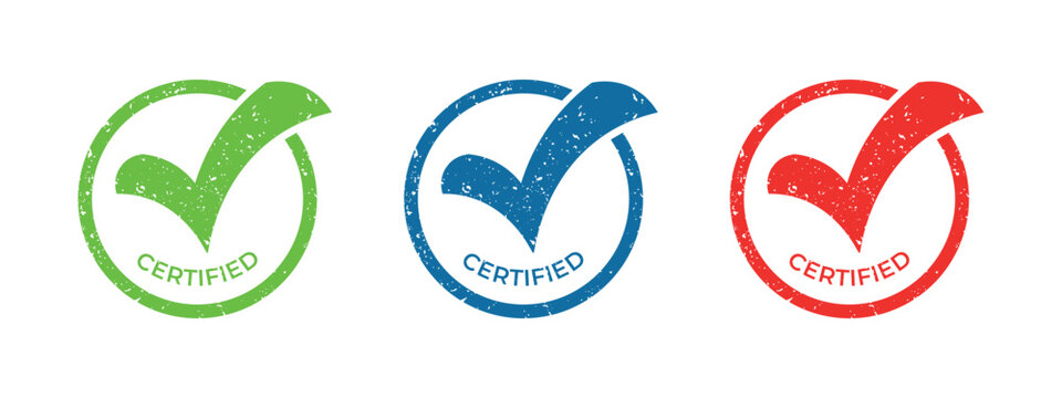 Print certified icon set. Quality assurance mark