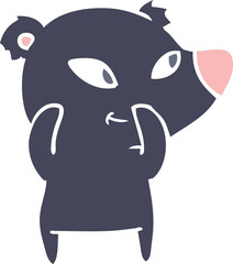 cute flat color style cartoon bear