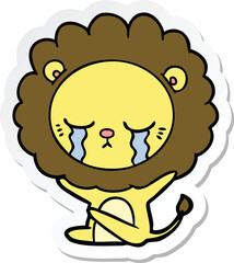 sticker of a crying cartoon lion