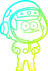 cold gradient line drawing happy astronaut cartoon