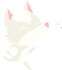 howling wolf flat color style cartoon