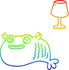 rainbow gradient line drawing cartoon fish