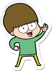 sticker of a happy cartoon boy