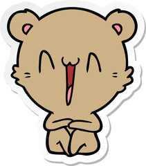 sticker of a happy bear sitting cartoon