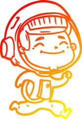 warm gradient line drawing happy cartoon astronaut